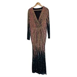 Elegant Multicolor Sequin Evening Gown 1X NWT